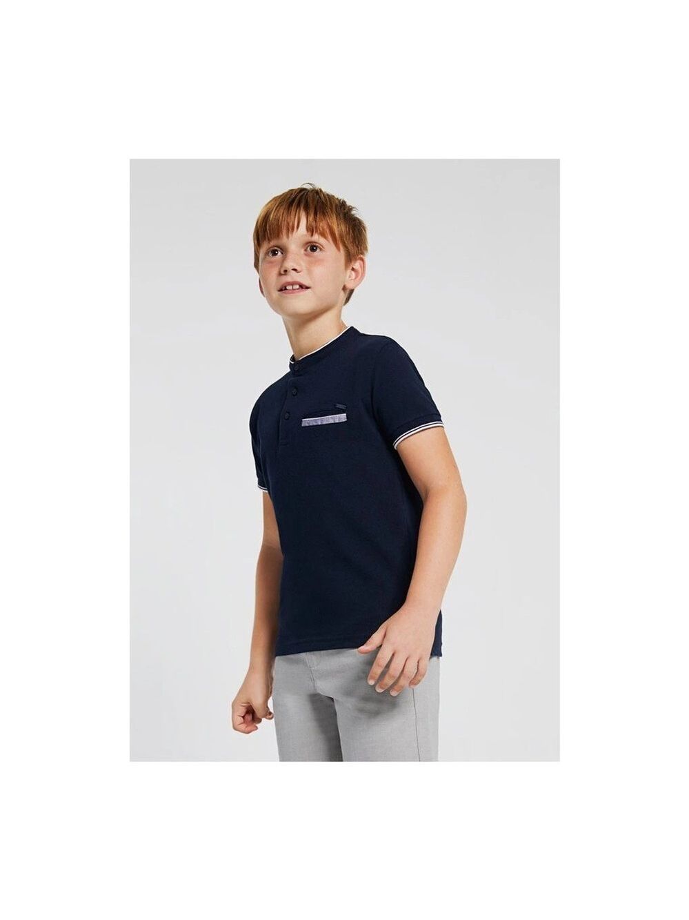 Size 14 Boys Mayoral Navy Polo with Pocket Accent